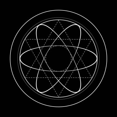 Kutsal geometri sembolü şekil. Döndürülmüş enerji daireler