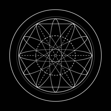 Kutsal geometri sembolü şekil. Döndürülmüş enerji daireler