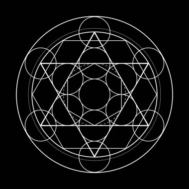 Kutsal geometri sembolü. Metatrons küp siyah arka plan vektör çizim üzerinde