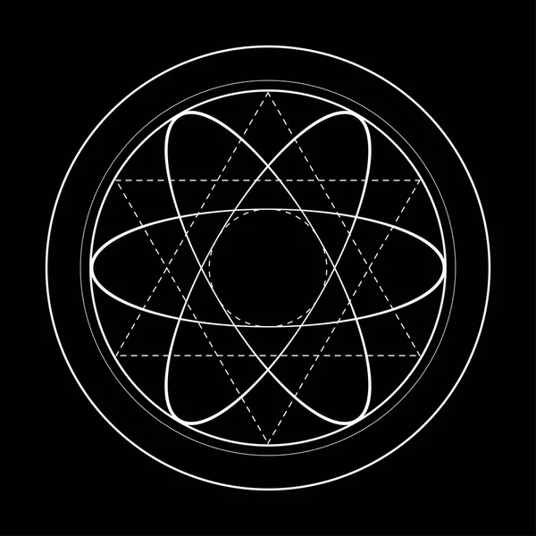 Иллюстрация символов сакральной геометрии. Вращающиеся круги — стоковый вектор
