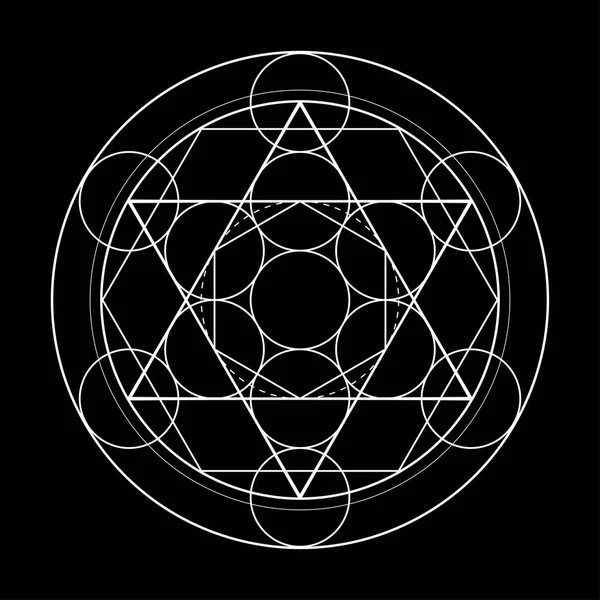 Símbolo de geometría sagrada. Cubo de metatrones en la ilustración del vector de fondo negro — Vector de stock