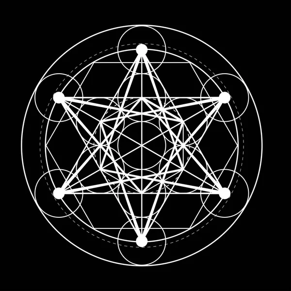 Kutsal geometri sembolü. Metatrons küp siyah arka plan vektör çizim üzerinde