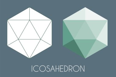 İcosahedron platonik sağlam. Kutsal geometri vektör çizim