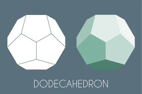 Dodecahedron Platonic solid. Ilustrasi vektor geometri suci - Stok Vektor