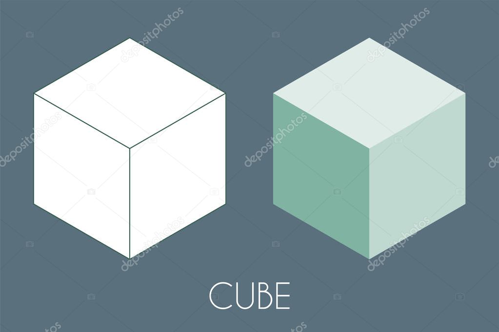 Cube Platonic solid. Sacred geometry vector illustration