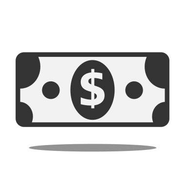 Kağıt dolar simgesi simgesi beyaz arka plan üzerinde