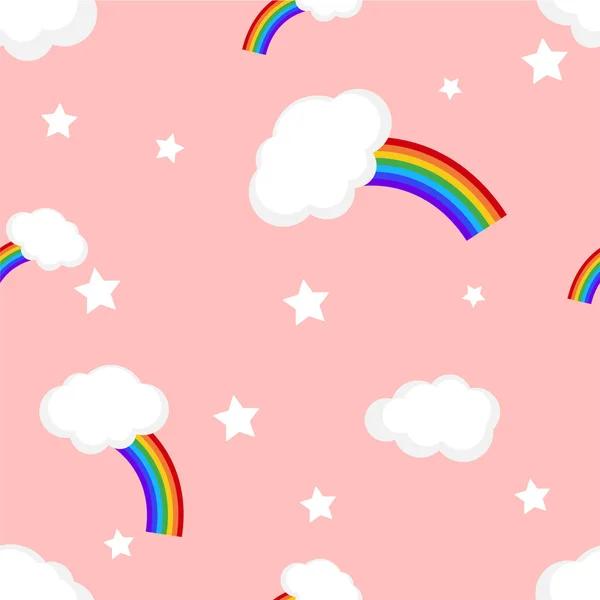 虹と雲のシームレスなパターン ベクトル — ストックベクタ