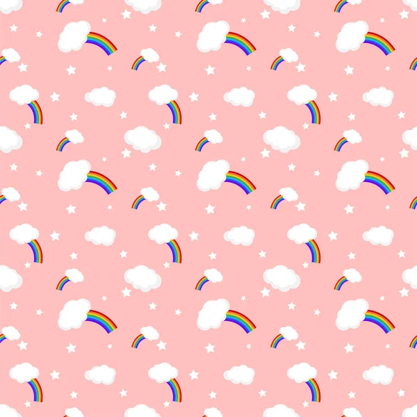 虹と雲のシームレスなパターン ベクトル. — ストックベクタ