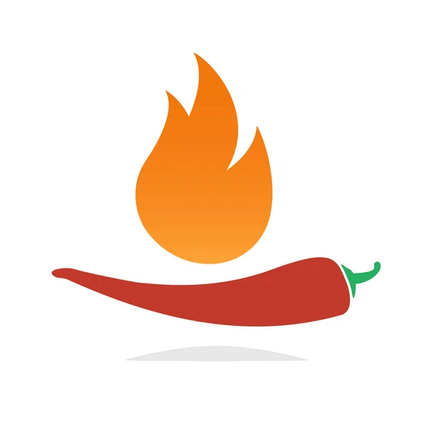 Hot chili pepper vector icon with fire. — Stock Vector