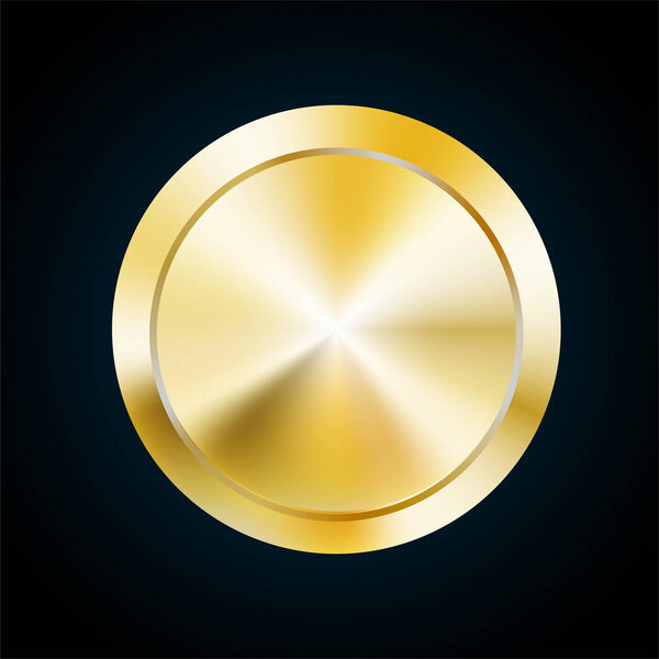 Blank gold medal token, vector illustration of award