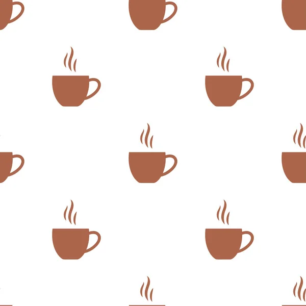 Modèle vectoriel sans couture avec des tasses à café plates, Bonjour fond de thème — Image vectorielle