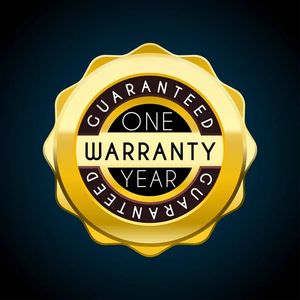 One year warranty golden badge. Guarantee label — Stock Vector