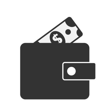 m-cüzdan ve dolar simgesi. Düz vektör simgesi. Gösterim amacıyla tasarım