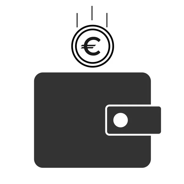 Carteira e ícone de moeda de euro. Símbolo vetorial plano. Ilustração para design — Vetor de Stock