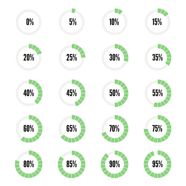 Conjunto de indicadores de progresso verde, ilustração vetorial para projeto — Vetor de Stock