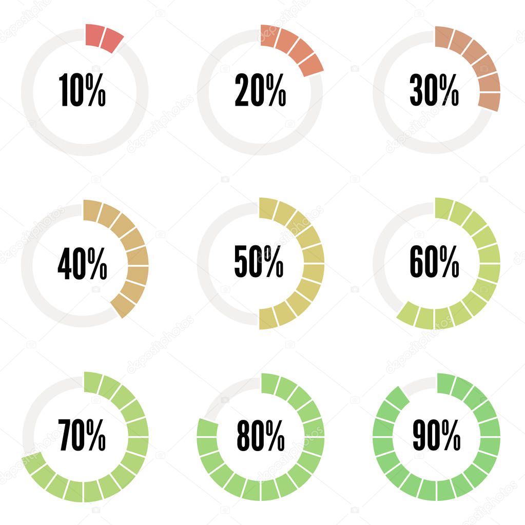 Color progress indicators set, vector illustration for design