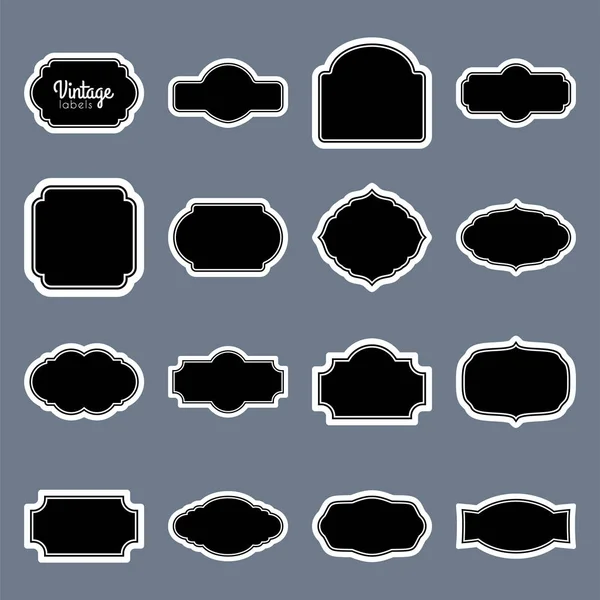 Set di etichette vettoriali annate nere. Telai per il design — Vettoriale Stock