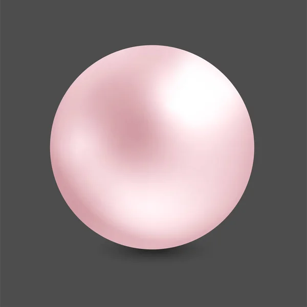 Perle réaliste sur fond gris. Sphère 3d rose — Image vectorielle