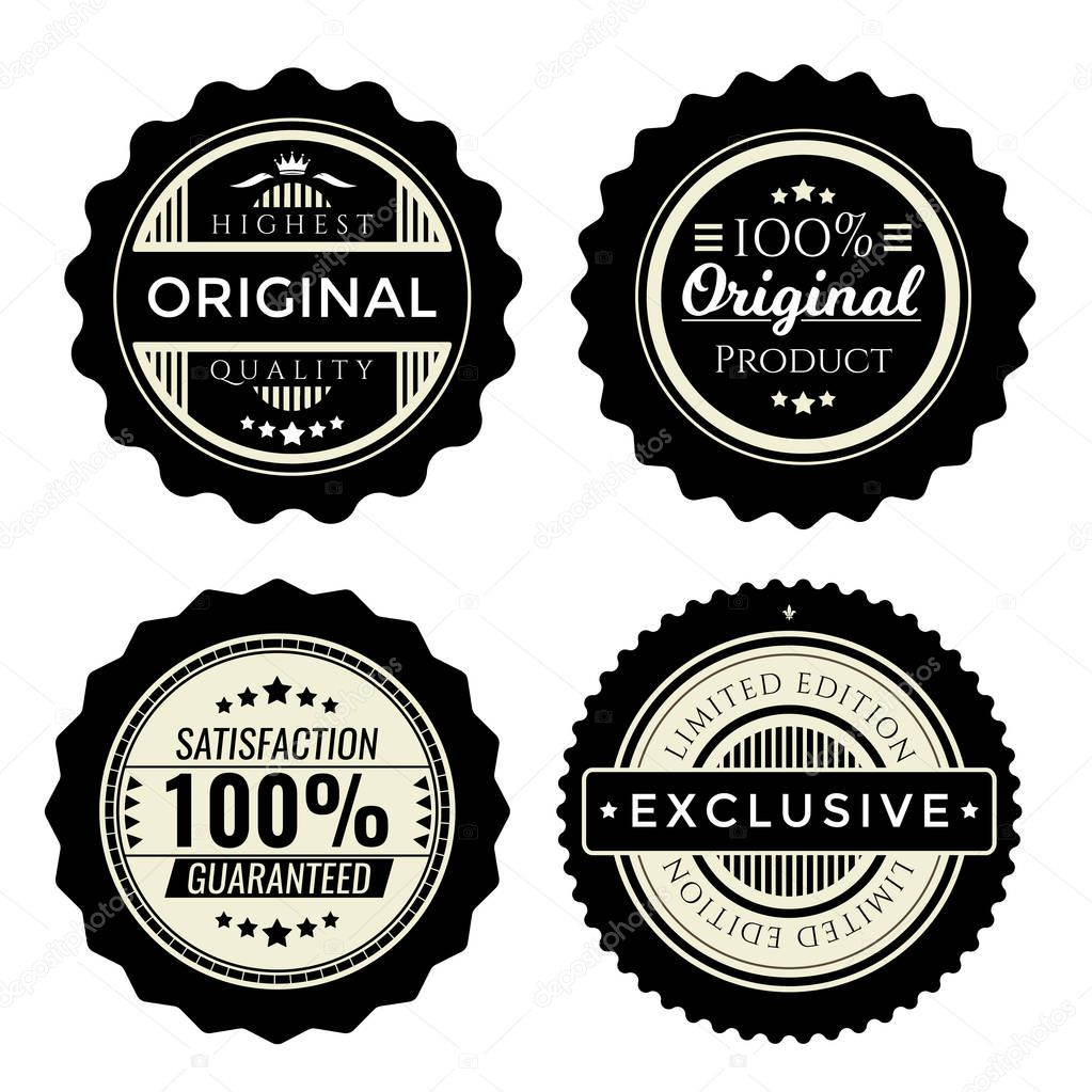 Vintage badges set. Collection of premium design elements for trade products. Limited edition, special offer, original signs