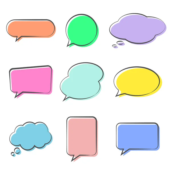Various Cute speech bubble doodle stickers set with multiple colors - stock vector — Stock Vector