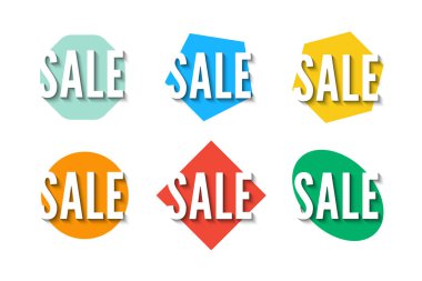 Satılık çıkartma koleksiyonu. Promosyon vektör etiket kümesi