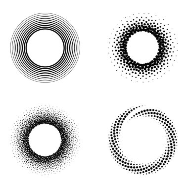 Yuvarlak noktalı resim çerçeve kümesi. Soyut vektör tasarım öğeleri