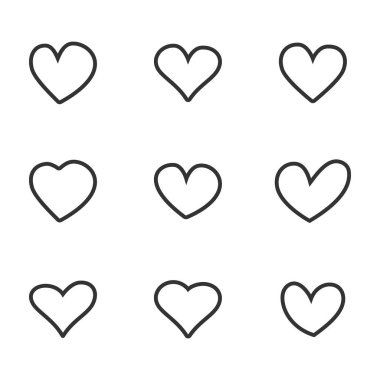 El kontur kalpler set çekilmiş. Öğe için Sevgililer evlilik günü, doğum günü kartı tasarım. Vektör çizim