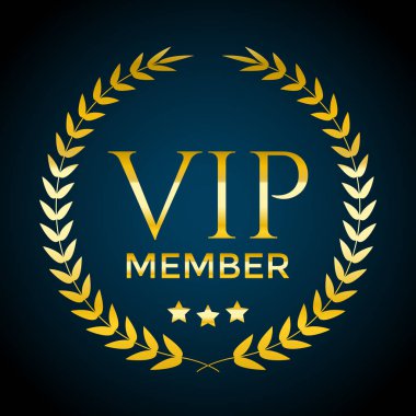 Altın defne çelengi ve VIP üye metin. Vektör davetiye tasarım şablonu