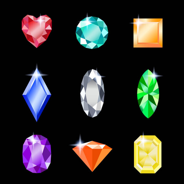 set of gemstones of different colors. Jewels for design