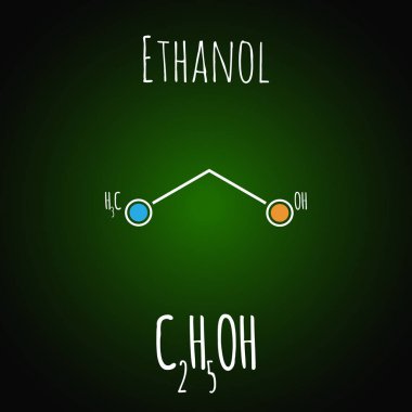 Etanol iskelet formülü. Alkol molekülü. Chemestry vektör illüstrasyon