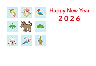 Yeni Yıl kartı 2026 (At Yılı)