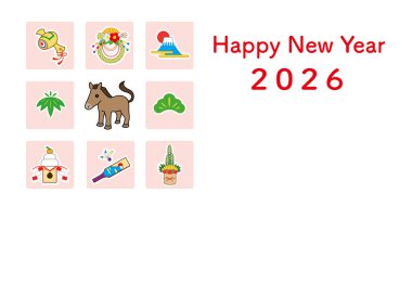 Yeni Yıl kartı 2026 (At Yılı)