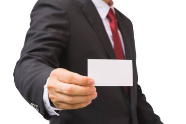 İşadamı göstermek kartı, izole üzerinde beyaz arka plan