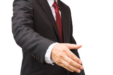 İş takım elbiseli adamı el sallamak sunan