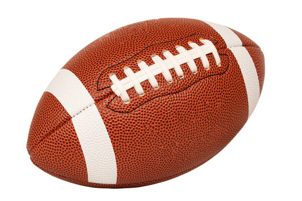Кожаный американский футбол на белом фоне, полный мяч