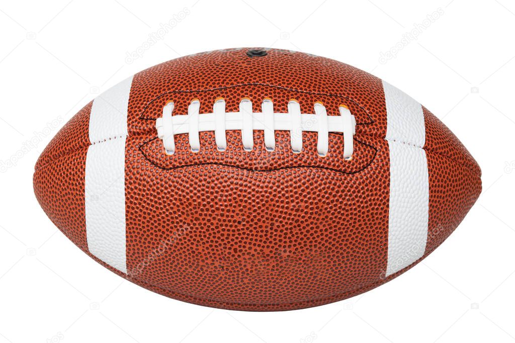 American football  ball on white background, full ball, in frame without shadow.