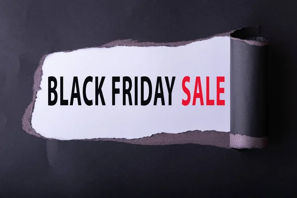 Černý Roztržený Papír Des Scription Black Pátek Den Prodej Bílém — Stock fotografie
