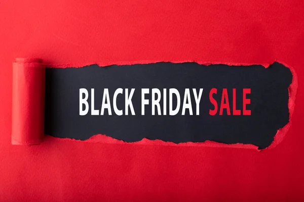 Rot Zerrissenes Papier Mit Dem Schriftzug Black Friday Day Sale — Stockfoto