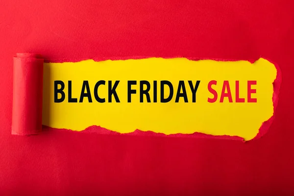 Rot Zerrissenes Papier Mit Dem Schriftzug Black Friday Day Sale — Stockfoto