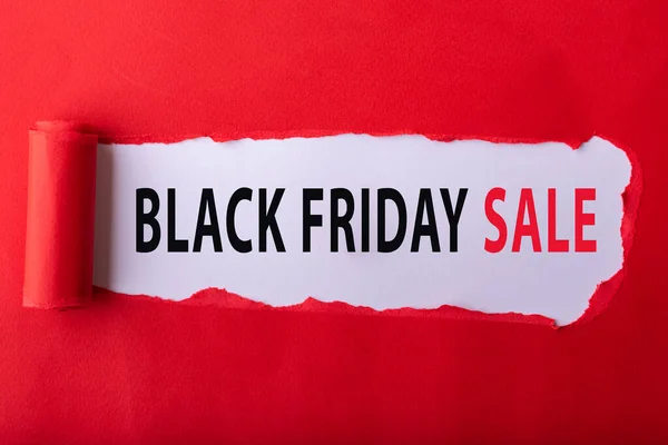 Rot Zerrissenes Papier Mit Dem Schriftzug Black Friday Day Sale — Stockfoto