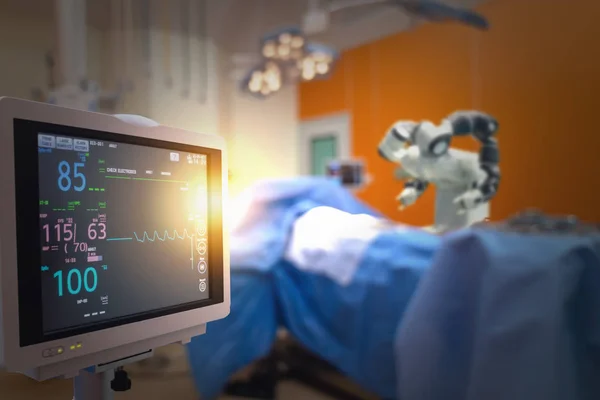 smart medical technology concept,advanced robotic surgery machine at Hospital, robotic surgery are precision, miniaturisation, smaller incisions, decreased blood loss, less pain,  quick healing time