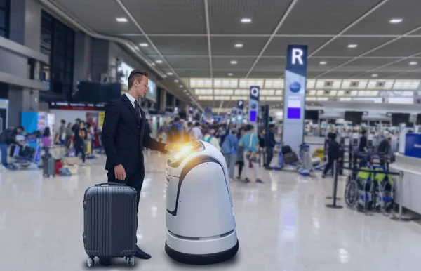 Slimme Robot Technologie Concept Passagier Volgen Robot Van Een Dienst — Stockfoto