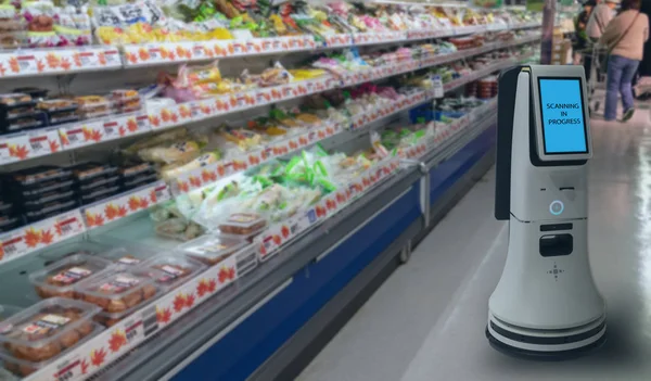 Akıllı perakende kavramı, robot hizmeti kullanmak için onay veri türlerini veya raf ile kolaylıkla görüntülenebilir barkod ve fiyatları ya da fotoğraf stok mal mağaza idealize edilmiş bir betimlemesi karşı karşılaştırıldığında mağazaları