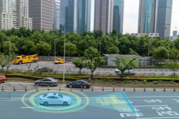 iot smart automotive Driverless car with artificial intelligence combine with deep learning technology. self driving car can situational awareness around the car, letting it navigate itself 360 degree