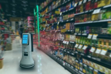 Akıllı perakende kavramı, robot hizmeti kullanmak için onay veri türlerini veya raf ile kolaylıkla görüntülenebilir barkod ve fiyatları ya da fotoğraf stok mal mağaza idealize edilmiş bir betimlemesi karşı karşılaştırıldığında mağazaları