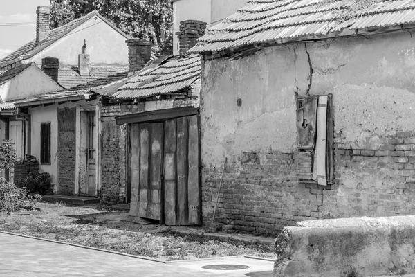 Stare Opuszczone Domy Wyblakły Czarna Idealna Biały Bliska Zdjęcia Stockowe bez tantiem
