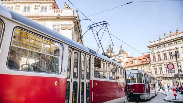 Praga República Checa Octubre 2018 Vista Calles Históricas Con Tranvía — Foto de Stock