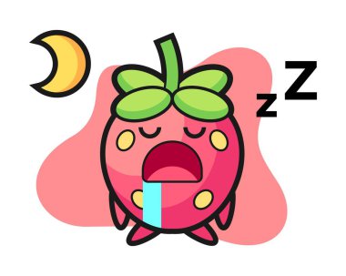 Uyuyan çilek çizgi filmi, şirin bir maskot karakteri.