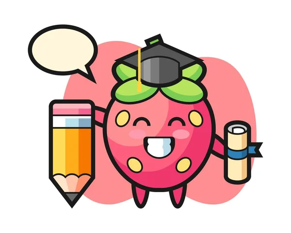 イチゴの漫画卒業 かわいいスタイルのマスコットキャラクター — ストックベクタ