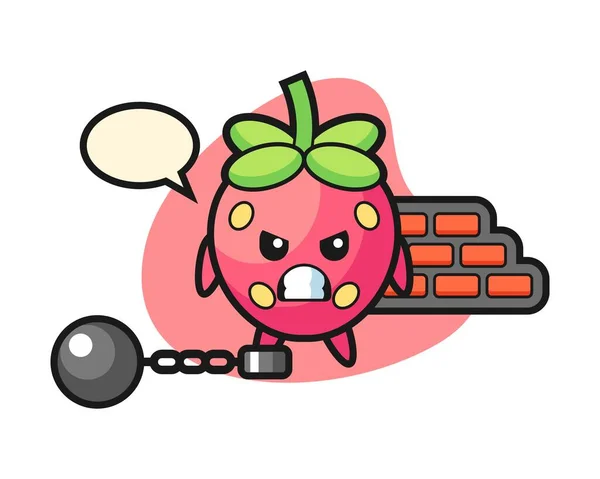 作为囚犯的草莓卡通片 — 图库矢量图片